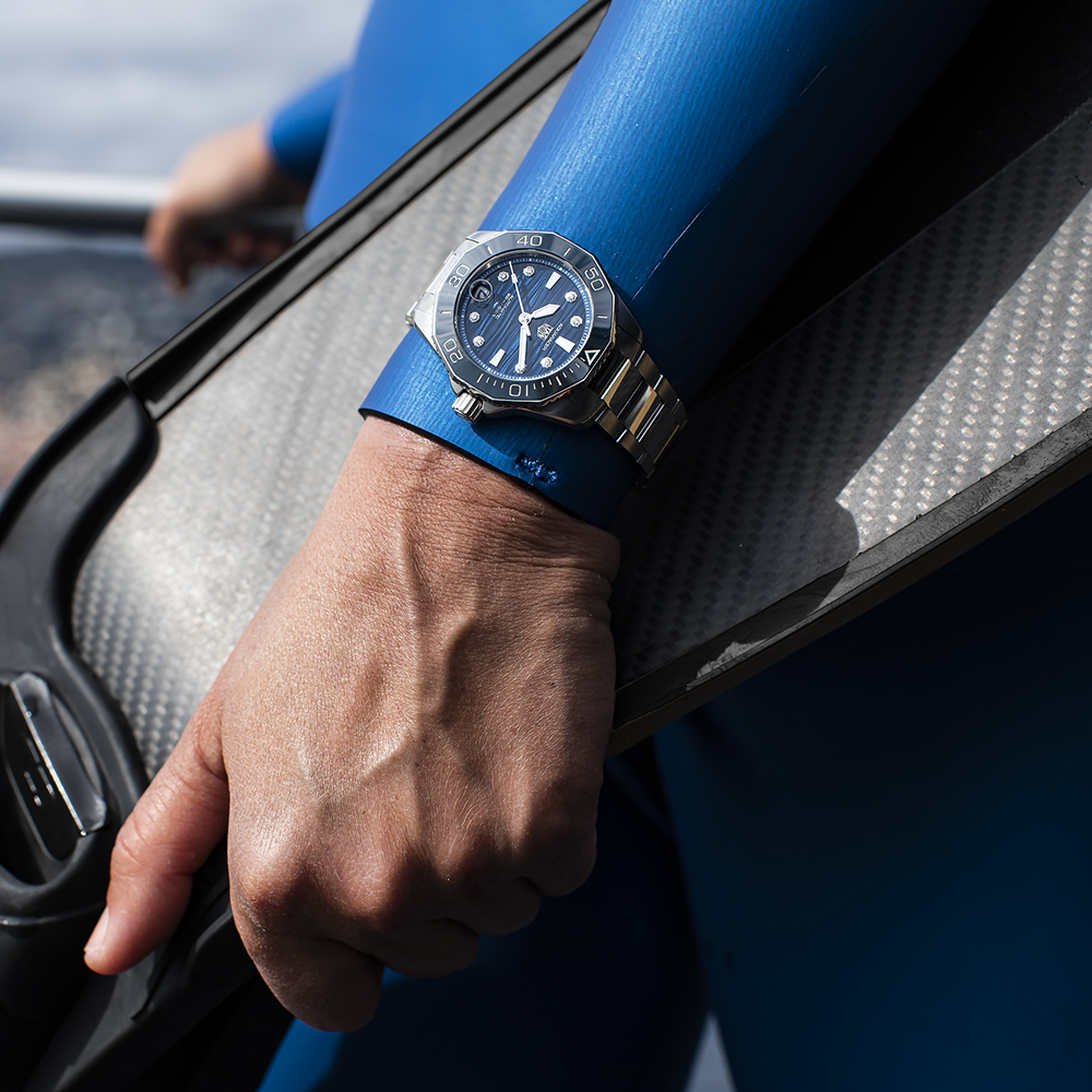 Shop Authentic Tag Heuer Aquaracer Professional 300 Automatic Diamonds Blue Dial Silver Steel Strap Watch for Women - WBP231B.BA0618 - Luxxuri