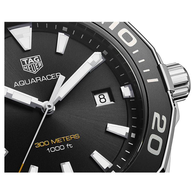 Tag Heuer Aquaracer Quartz Black Dial Black Rubber Strap Watch for Men - WAY101A.FT6141