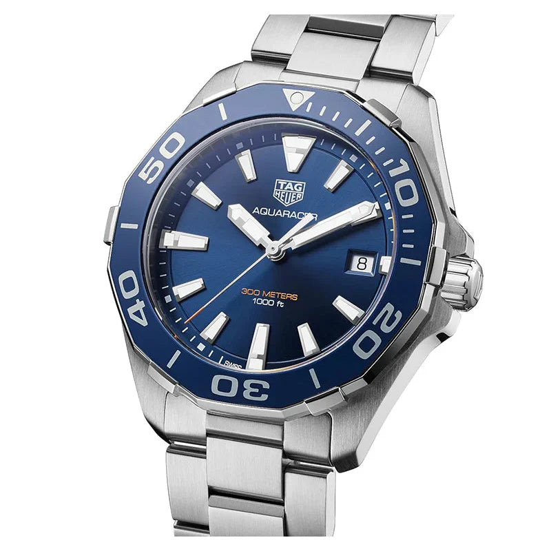 Shop Authentic Tag Heuer Aquaracer Blue Dial Quartz Silver Steel Strap Watch for Men - WAY111C.BA0928 - Luxxuri