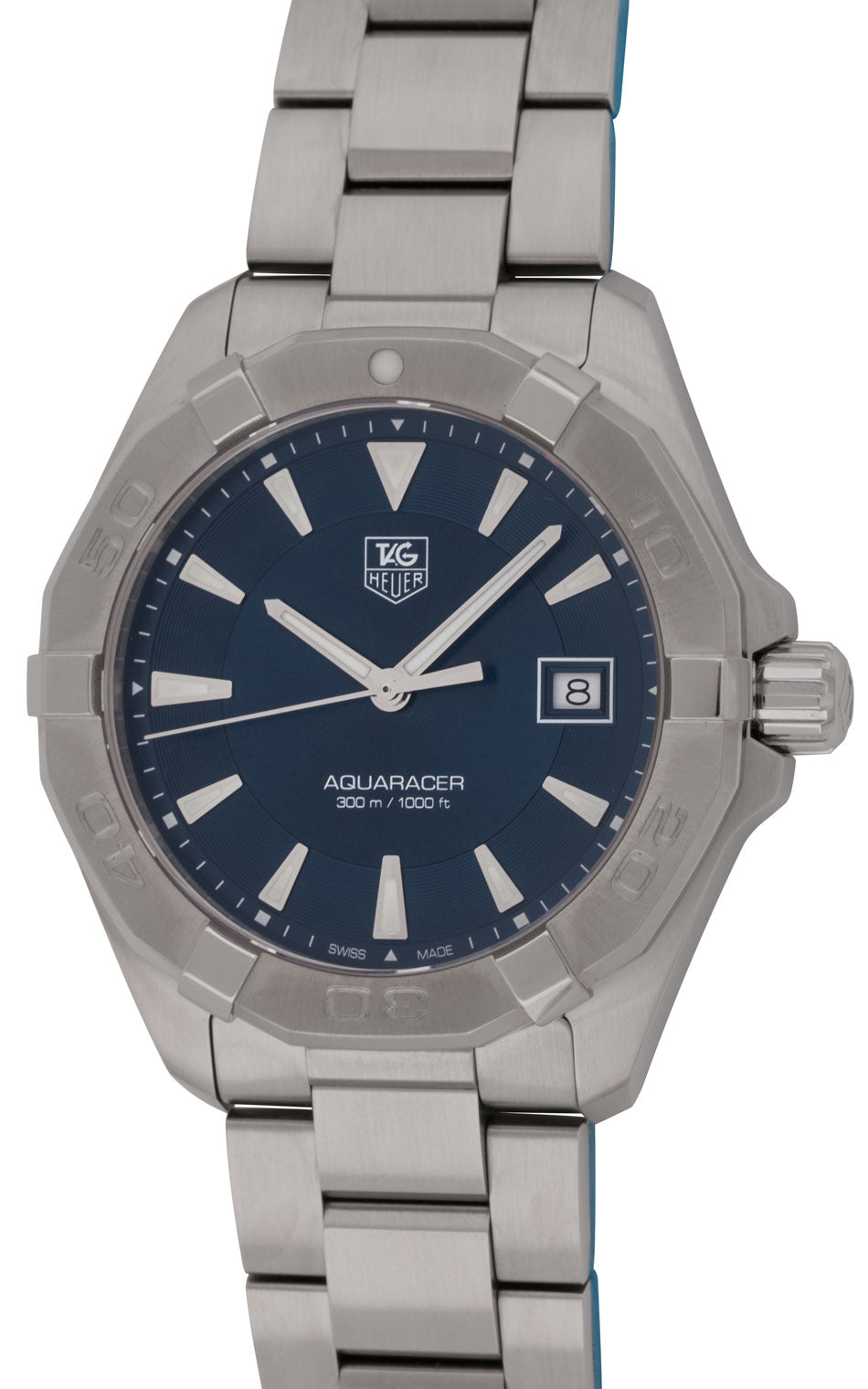 Shop Authentic Tag Heuer Aquaracer Quartz Blue Dial Silver Steel Strap Watch for Men - WAY1112.BA0928 - Luxxuri
