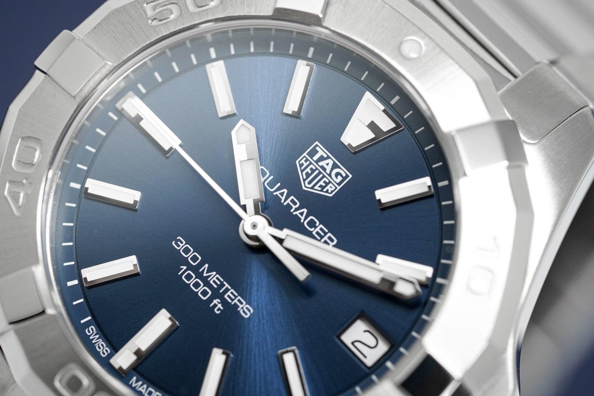 Shop Authentic Tag Heuer Aquaracer Quartz Blue Dial Silver Steel Strap Watch for Women - WBD1312.BA0740 - Luxxuri