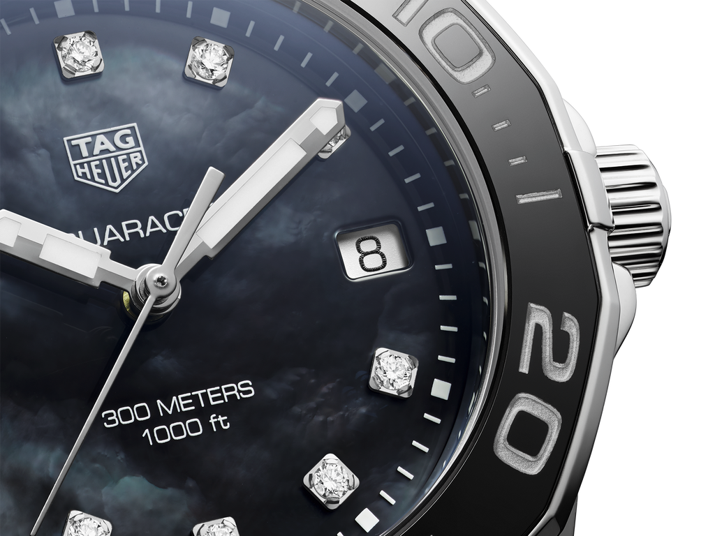 Shop Authentic Tag Heuer Aquaracer Quartz Black Dial Silver Steel Strap Watch for Women - WAY131M.BA0748 - Luxxuri