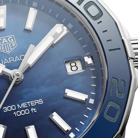 Shop Authentic Tag Heuer Aquaracer Blue Dial Silver Steel Strap Watch for Women - WAY131S.BA0748 - Luxxuri