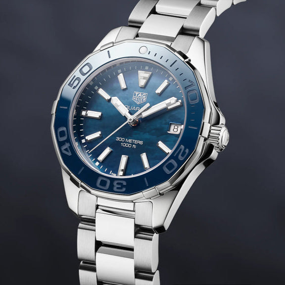 Tag Heuer Aquaracer Blue Dial Silver Steel Strap Watch for Women - WAY131S.BA0748