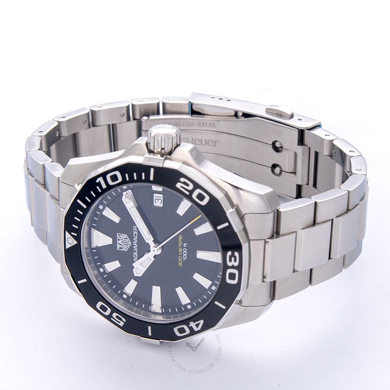 Shop Authentic Tag Heuer Aquaracer Black Dial Silver Steel Strap Watch for Men - WAY111A.BA0928 - Luxxuri