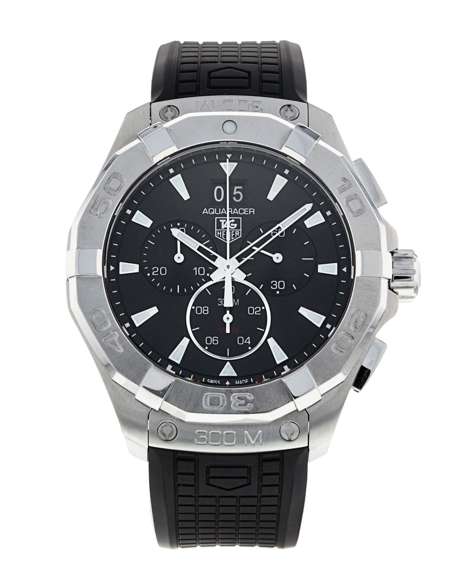 Shop Authentic Tag Heuer Aquaracer Chronograph Black Dial Black Rubber Strap Watch for Men - CAY1110.FT6041 - Luxxuri