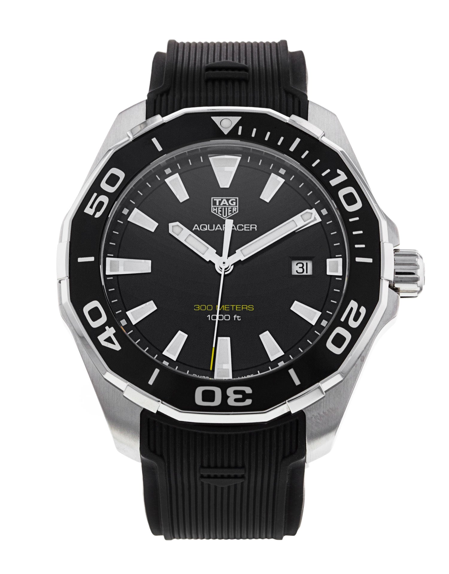 Shop Authentic Tag Heuer Aquaracer Quartz Black Dial Black Rubber Strap Watch for Men - WAY101A.FT6141 - Luxxuri