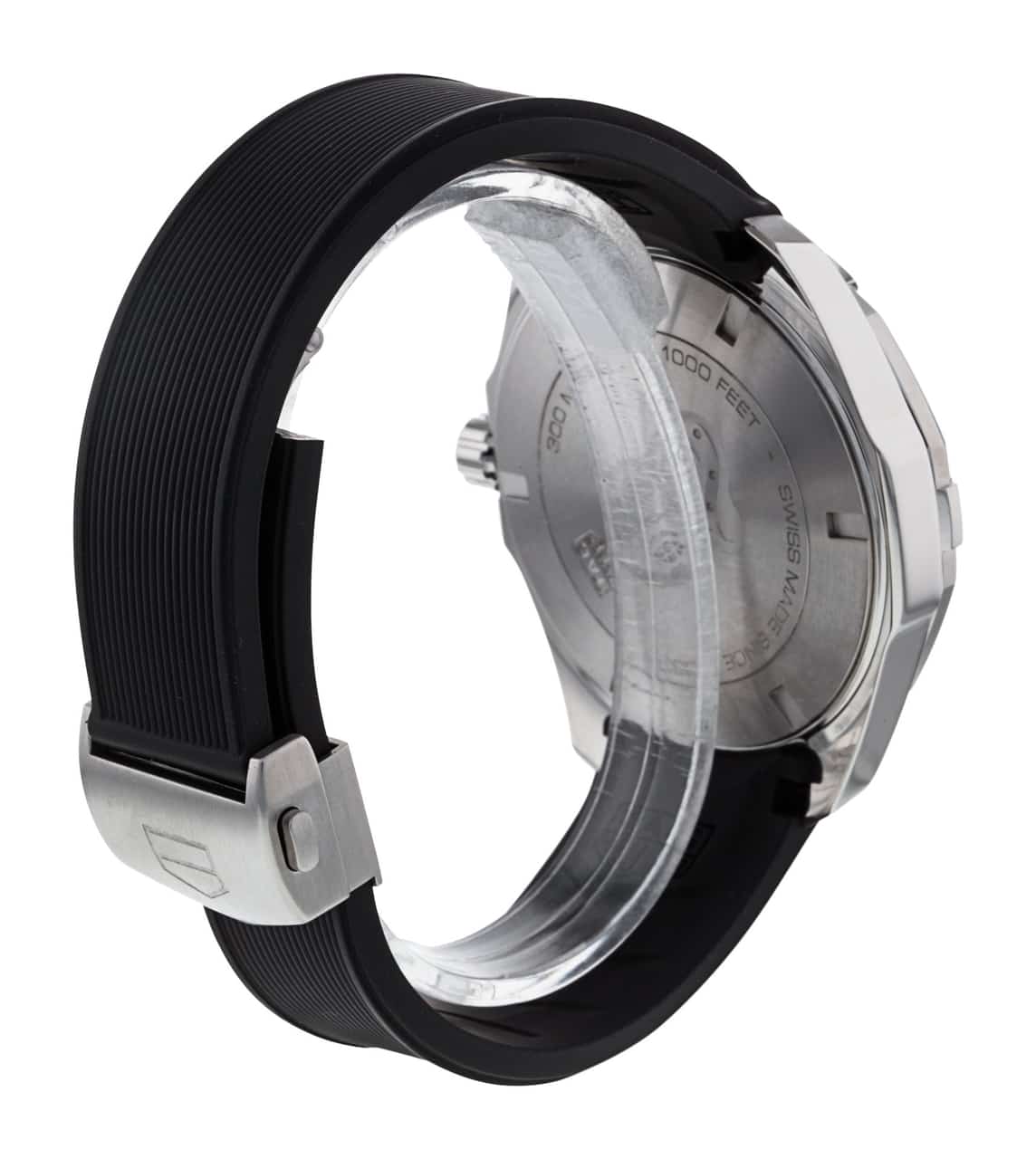 Tag Heuer Aquaracer Quartz Black Dial Black Rubber Strap Watch for Men - WAY101A.FT6141