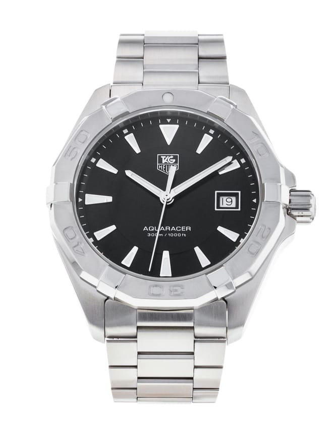 Shop Authentic Tag Heuer Aquaracer Quartz Black Dial Silver Steel Strap Watch for Men - WAY1110.BA0928 - Luxxuri