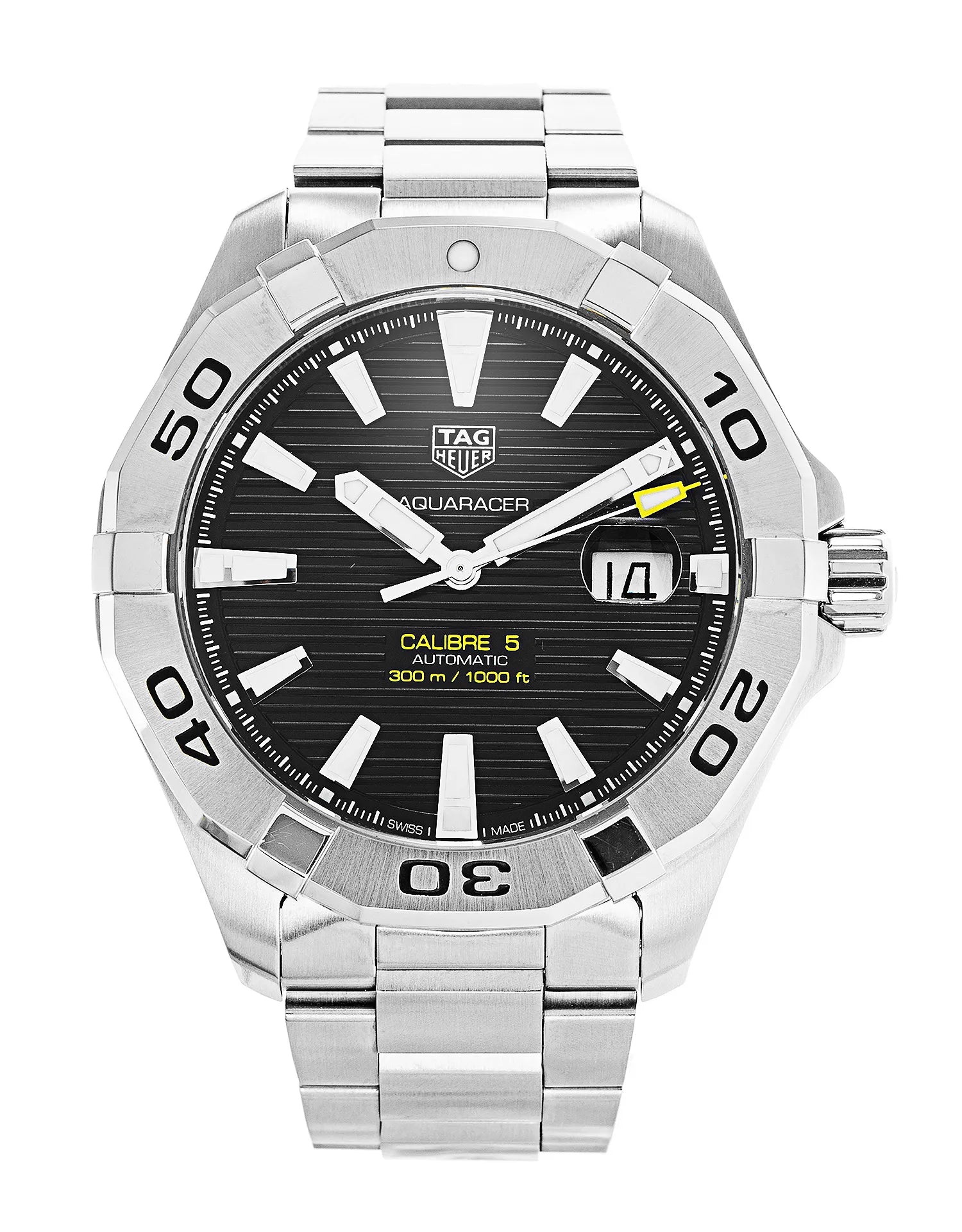 Tag Heuer Aquaracer Automatic Black Dial Silver Steel Strap Watch for Men - WAY2010.BA0927