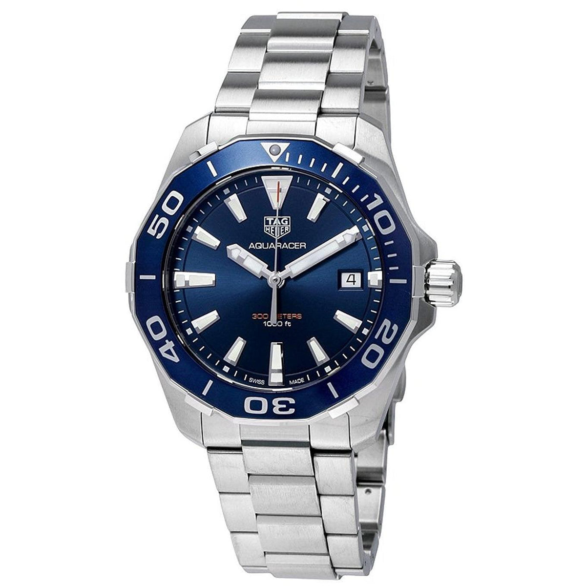 Tag Heuer Aquaracer Blue Dial Silver Steel Strap Watch for Men - WAY101C.BA0746