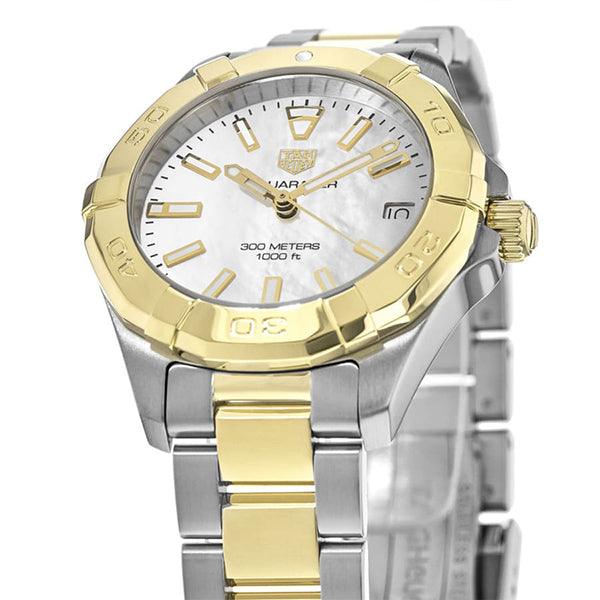 Shop Authentic Tag Heuer Aquaracer White Mother of Pearl Dial Two Tone Steel Strap Watch for Women - WBD1322.BB0320 - Luxxuri