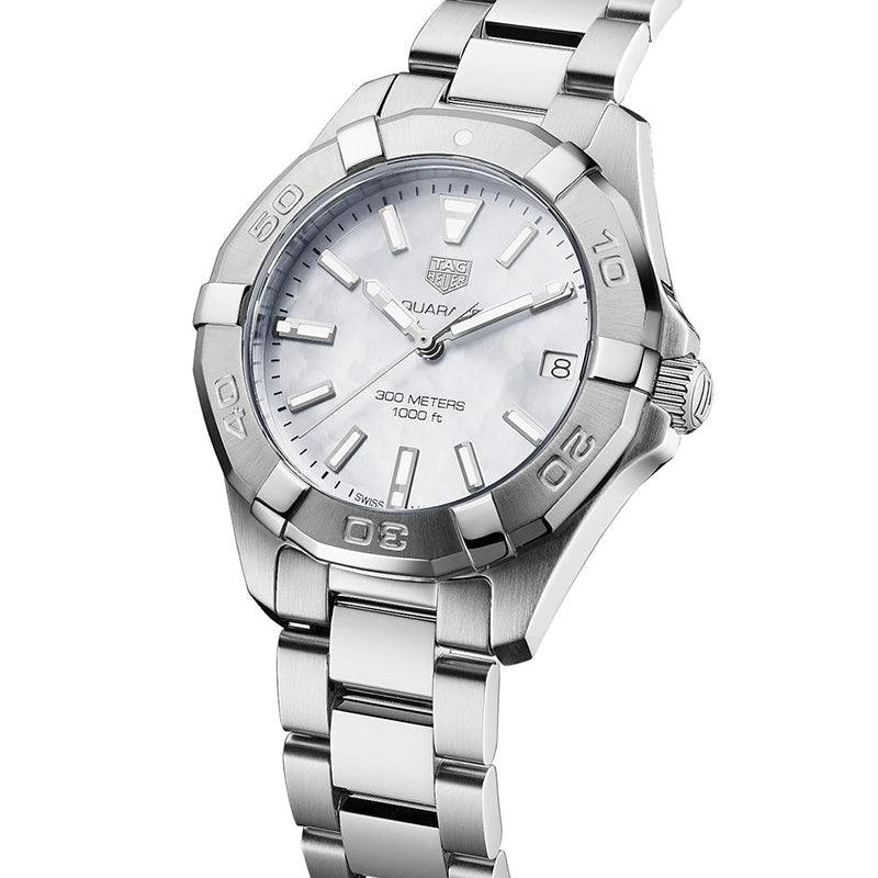Tag Heuer Aquaracer White Mother of Pearl Dial Silver Steel Strap Watch for Women - WBD1311.BA0740