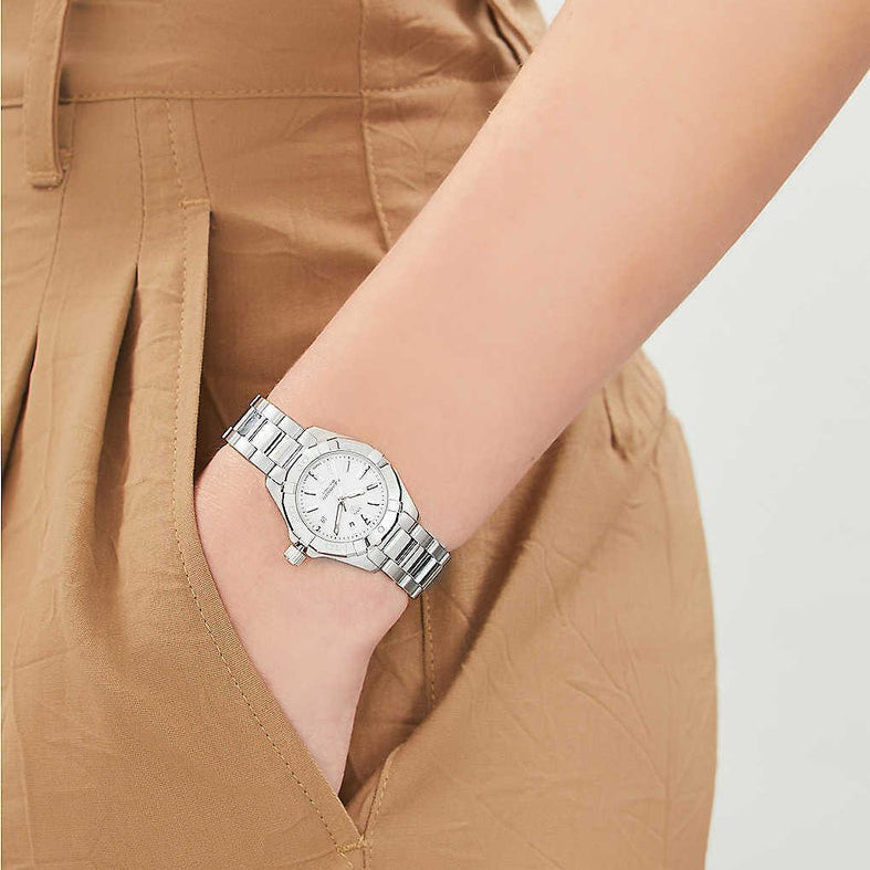 Tag Heuer Aquaracer White Mother of Pearl Dial Silver Steel Strap Watch for Women - WBD1311.BA0740