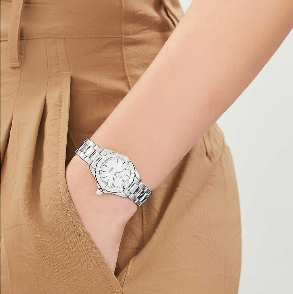 Shop Authentic Tag Heuer Aquaracer Diamonds White Mother of Pearl Dial Silver Steel Strap Watch for Women - WBD1314.BA0740 - Luxxuri