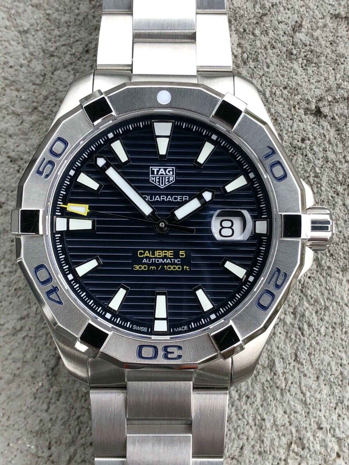 Shop Authentic Tag Heuer Aquaracer Calibre 5 Automatic Blue Dial Silver Steel Strap Watch for Men - WAY2012.BA0927 - Luxxuri