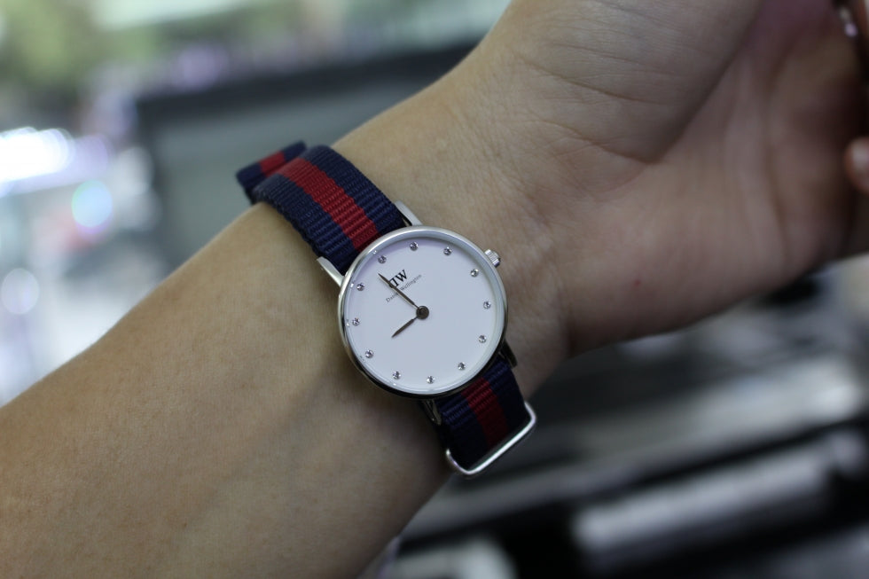 Shop Authentic Daniel Wellington Classy Oxford White Dial Two Tone Nylon Strap Watch For Women - DW00100072 - Luxxuri