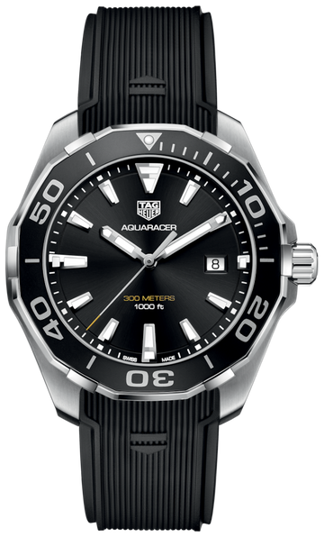 Shop Authentic Tag Heuer Aquaracer Quartz Black Dial Black Rubber Strap Watch for Men - WAY101A.FT6141 - Luxxuri