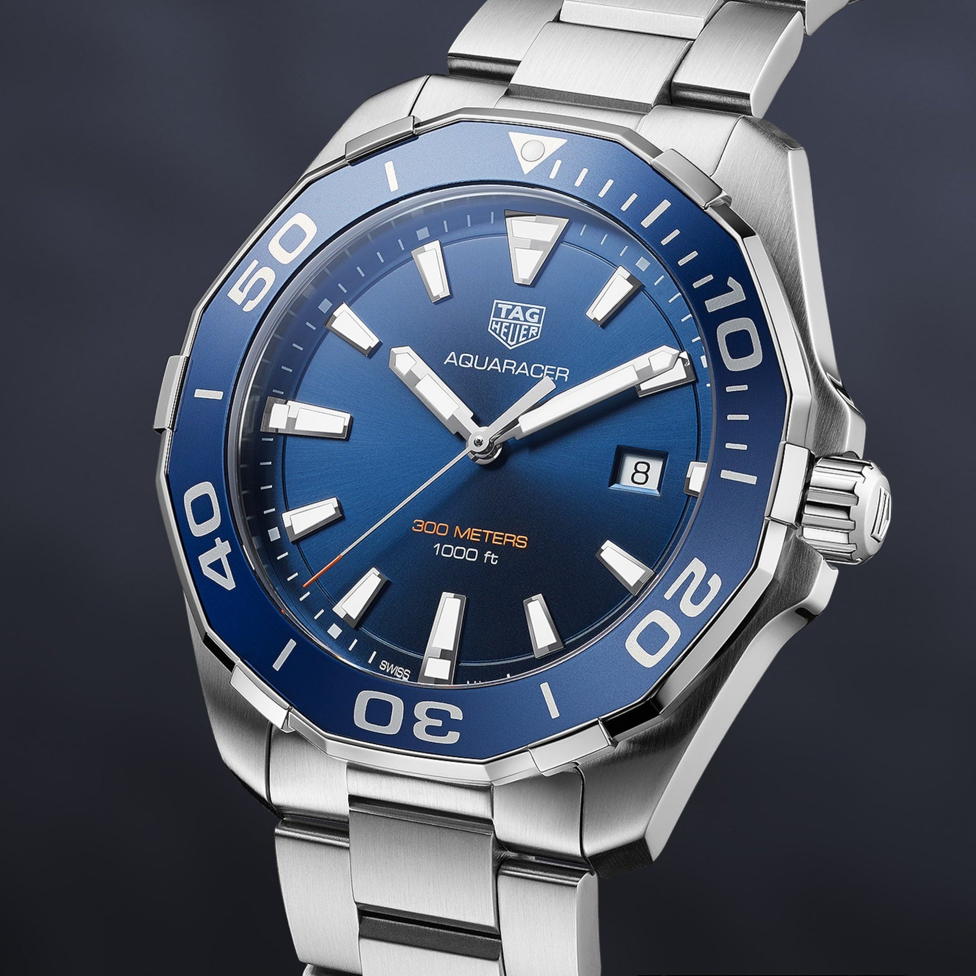 Shop Authentic Tag Heuer Aquaracer Blue Dial Silver Steel Strap Watch for Men - WAY101C.BA0746 - Luxxuri