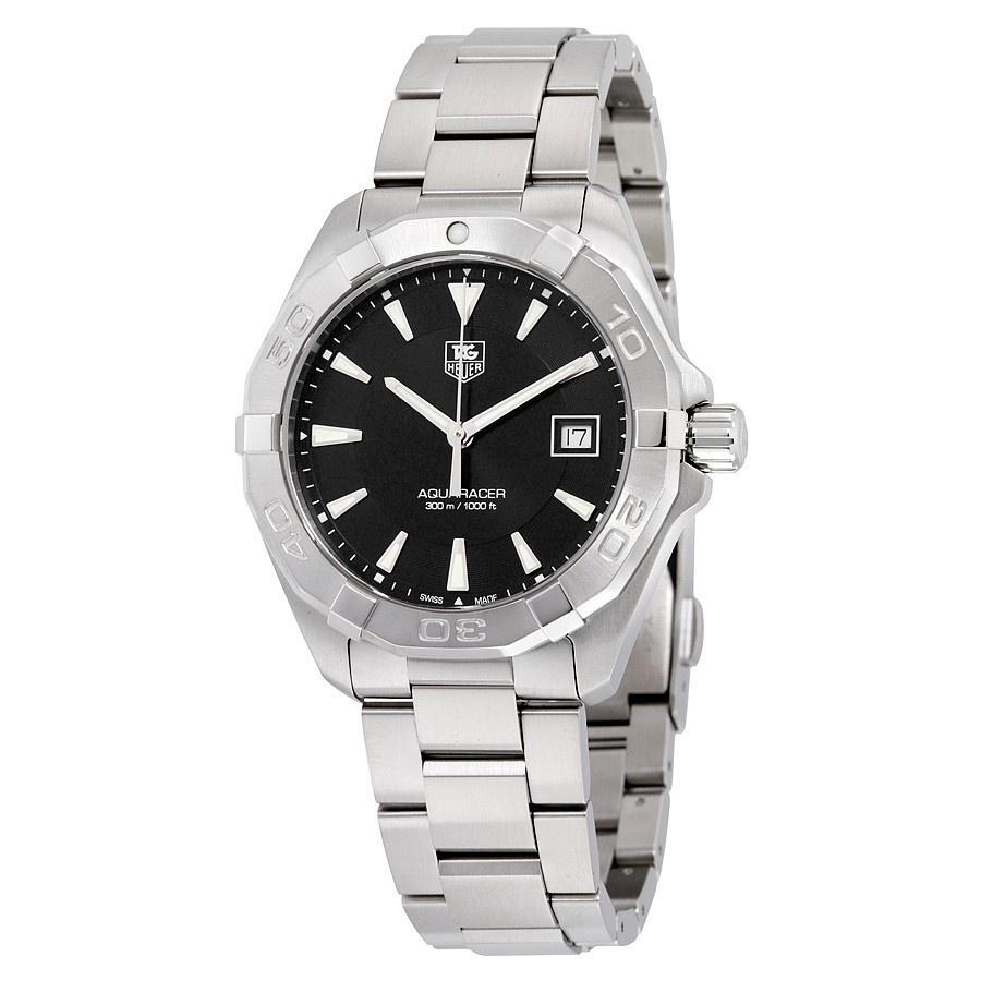 Shop Authentic Tag Heuer Aquaracer Quartz Black Dial Silver Steel Strap Watch for Men - WAY1110.BA0928 - Luxxuri