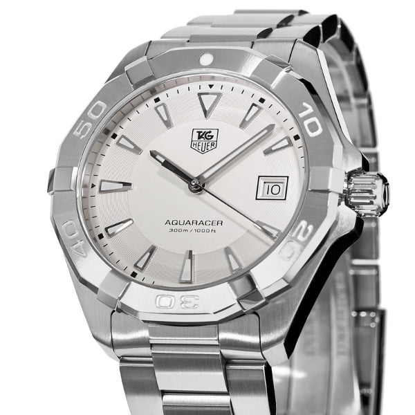 Tag Heuer Aquaracer Quartz White Dial Silver Steel Strap Watch for Men - WAY1111.BA0928