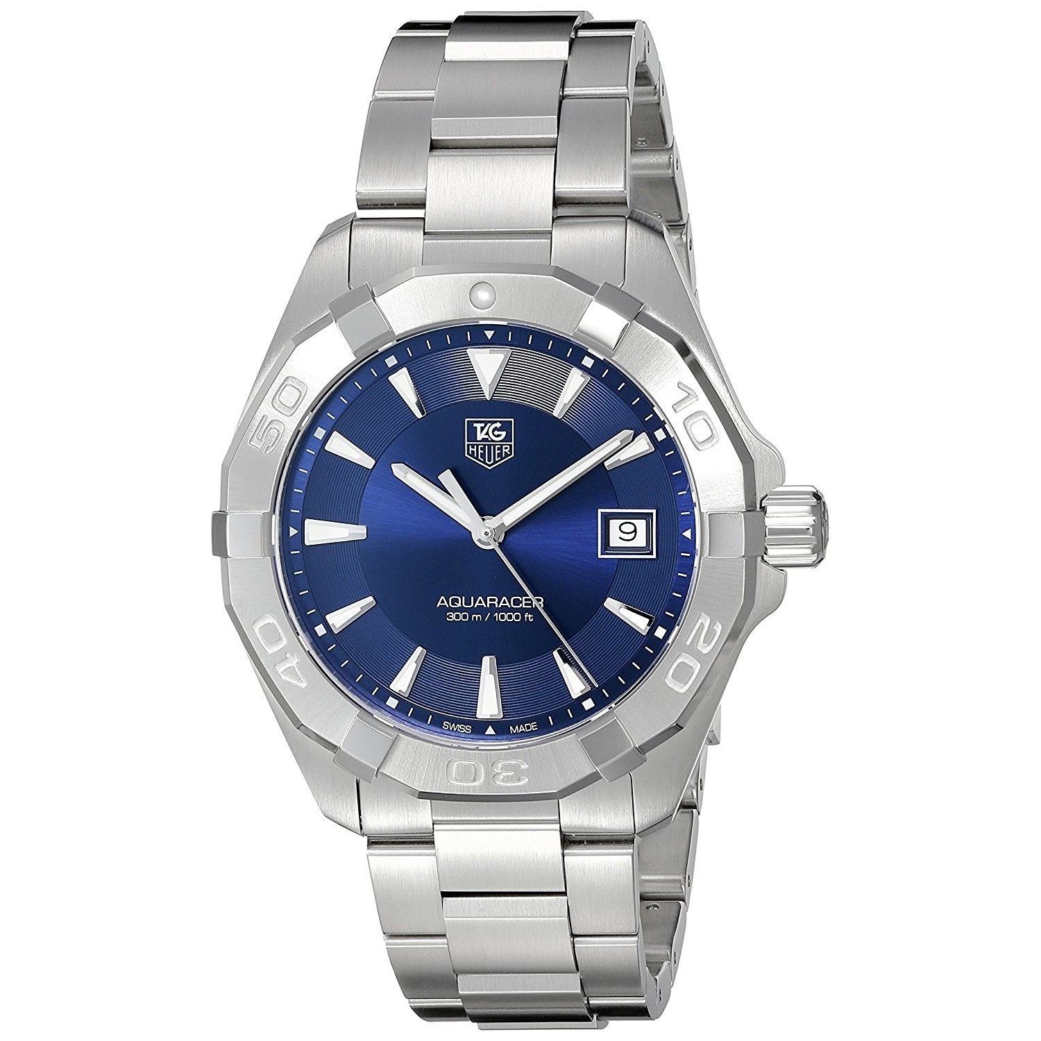 Shop Authentic Tag Heuer Aquaracer Quartz Blue Dial Silver Steel Strap Watch for Men - WAY1112.BA0928 - Luxxuri