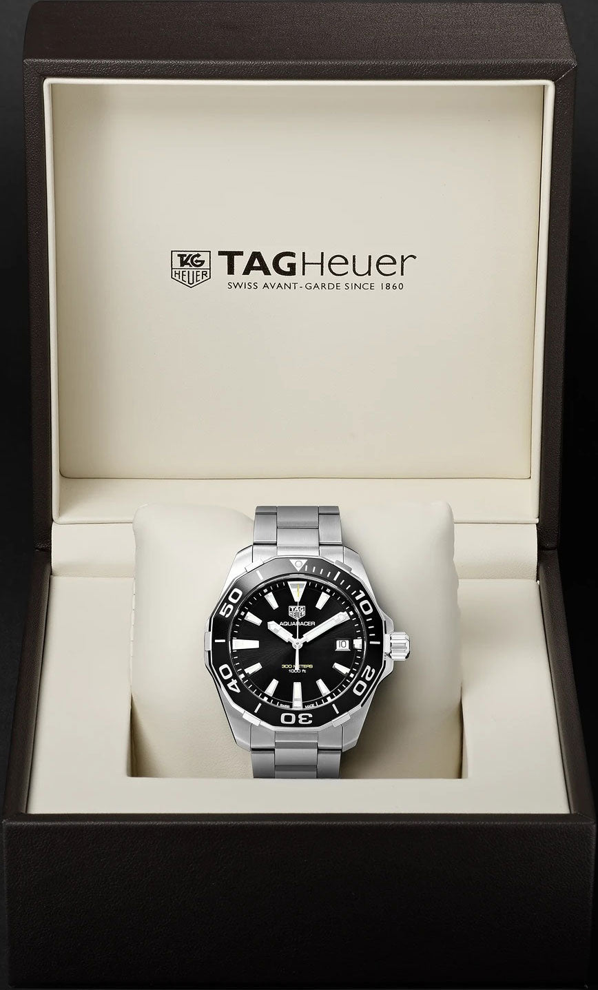 Shop Authentic Tag Heuer Aquaracer Black Dial Silver Steel Strap Watch for Men - WAY111A.BA0928 - Luxxuri