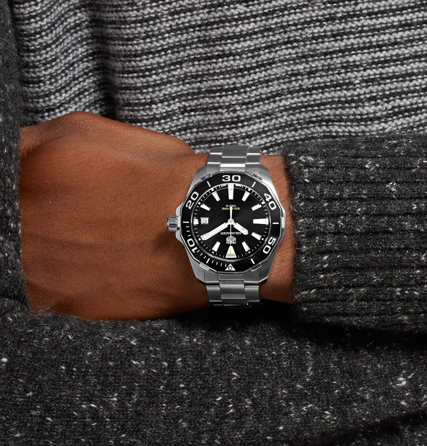 Shop Authentic Tag Heuer Aquaracer Black Dial Silver Steel Strap Watch for Men - WAY111A.BA0928 - Luxxuri