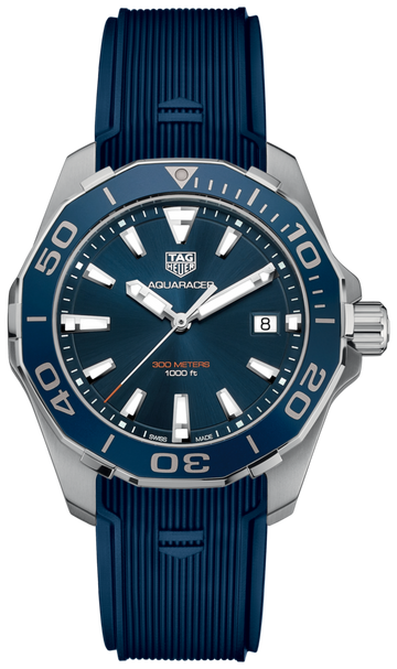 Shop Authentic Tag Heuer Aquaracer Blue Dial Blue Rubber Strap Watch for Men - WAY111C.FT6155 - Luxxuri