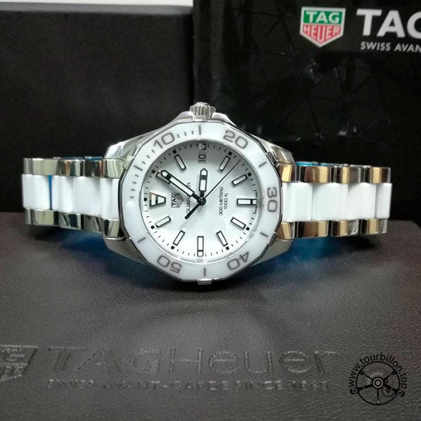 Tag Heuer Aquaracer Quartz White Dial Two Tone Steel Strap Watch Women - WAY131B.BA0914