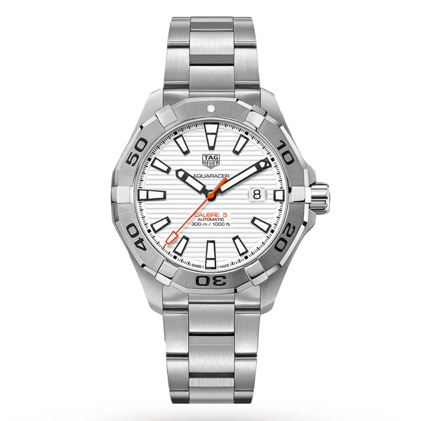 Shop Authentic Tag Heuer Aquaracer Calibre 5 Automatic White Dial Silver Steel Strap Watch for Men - WAY2013.BA0927 - Luxxuri