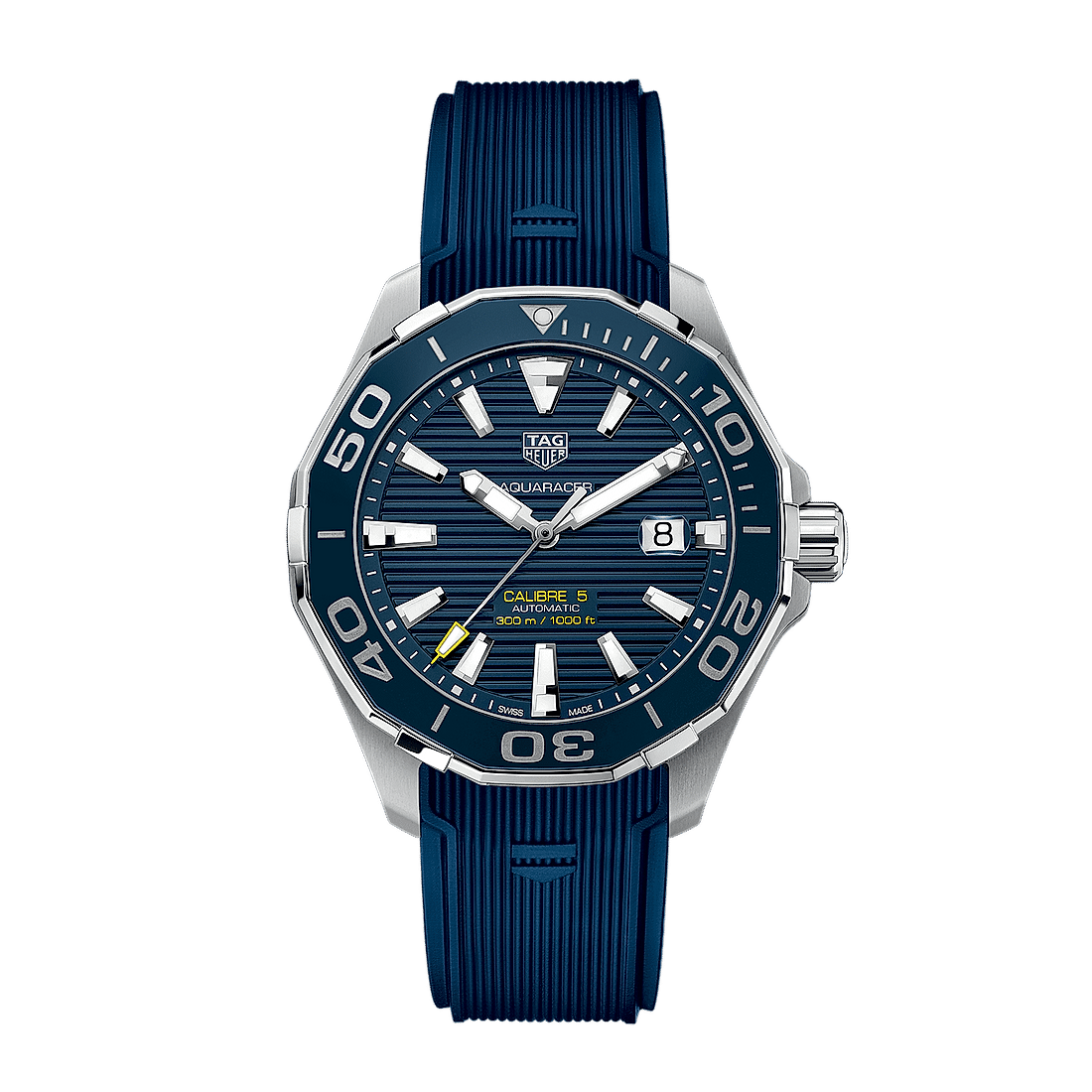 Shop Authentic Tag Heuer Aquaracer Calibre 5 Automatic Blue Dial Blue Rubber Strap Watch for Men - WAY201B.FT6150 - Luxxuri