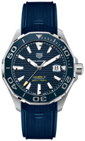 Shop Authentic Tag Heuer Aquaracer Calibre 5 Automatic Blue Dial Blue Rubber Strap Watch for Men - WAY201B.FT6150 - Luxxuri