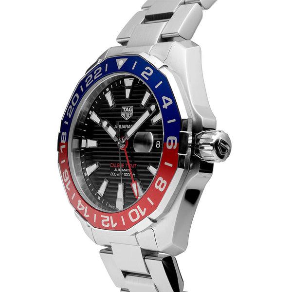 Shop Authentic Tag Heuer Aquaracer GMT Caliber 7 Pepsi Black Dial Silver Steel Strap Watch for Men - WAY201F.BA0927 - Luxxuri
