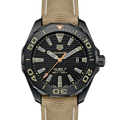Shop Authentic Tag Heuer Aquaracer 300 Calibre 5 Automatic Black Dial Brown Fabric Strap Watch for Men - WAY208C.FC6383 - Luxxuri