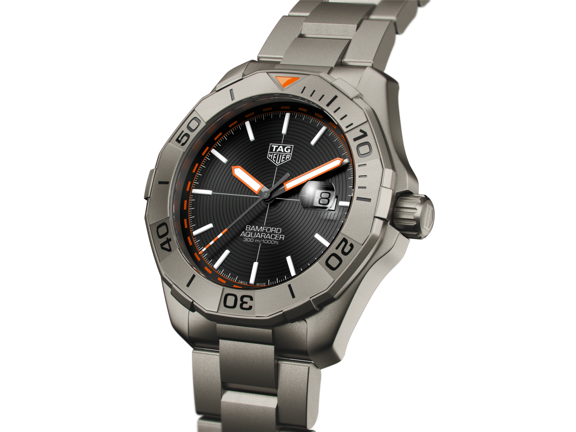 Tag Heuer Aquaracer Calibre 5 Bamford Limited Edition Black Dial Grey Steel Strap Watch for Men - WAY208C.FC6383