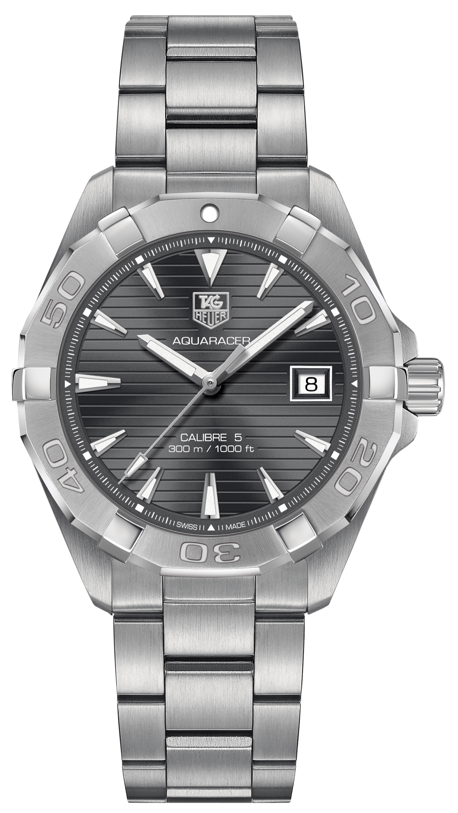 Tag Heuer Aquaracer Automatic Anthracite Grey Dial Silver Steel Strap Watch for Men - WAY2113.BA0928