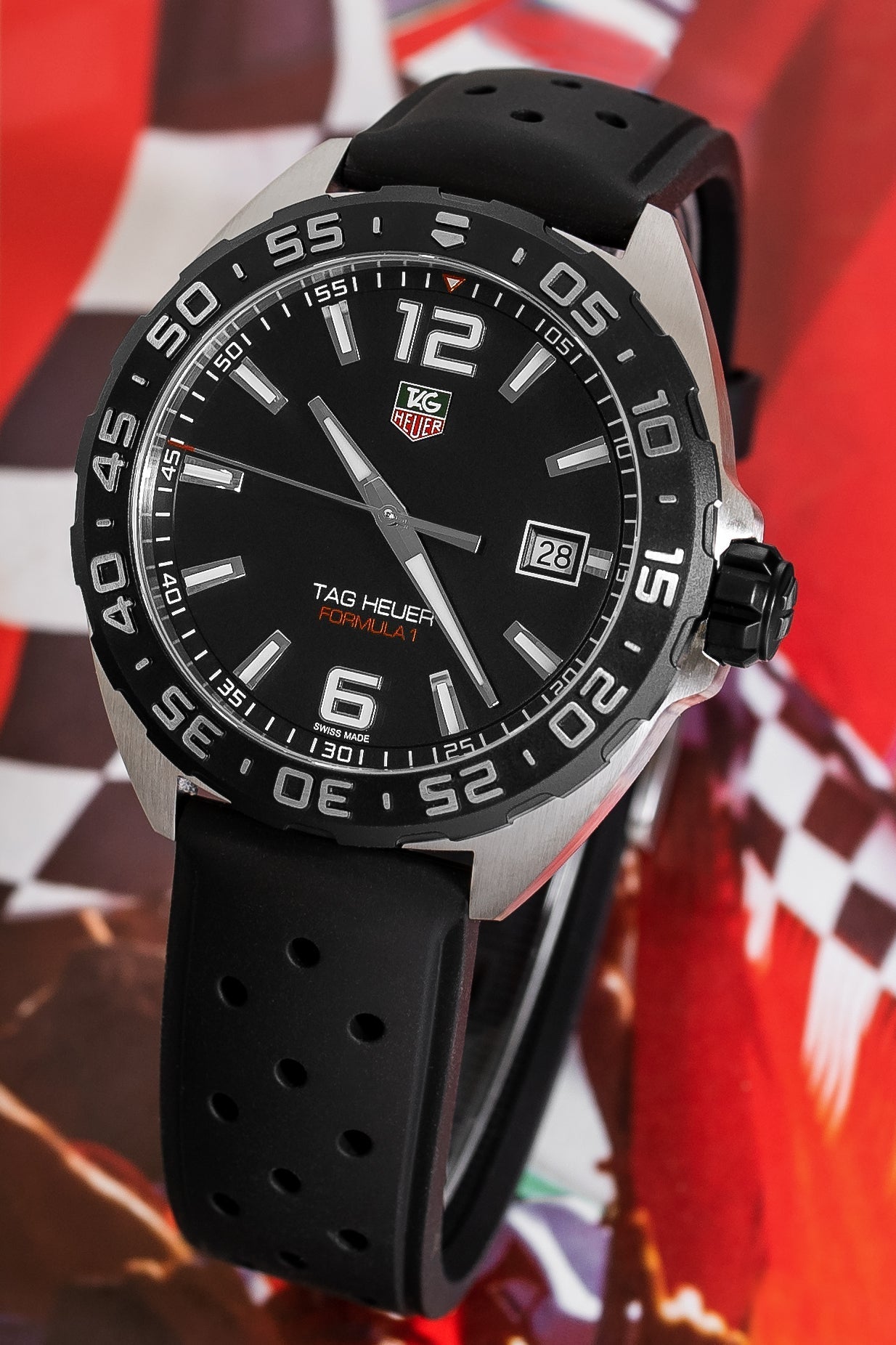Tag Heuer Formula 1 Quartz 41mm Black Dial Black Rubber Strap Watch for Men - WAZ1110.FT8023