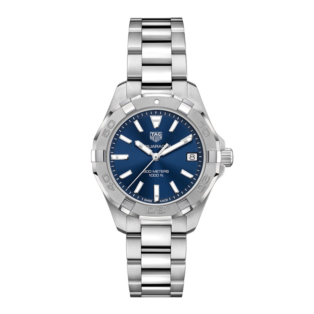 Shop Authentic Tag Heuer Aquaracer Quartz Blue Dial Silver Steel Strap Watch for Women - WBD1312.BA0740 - Luxxuri