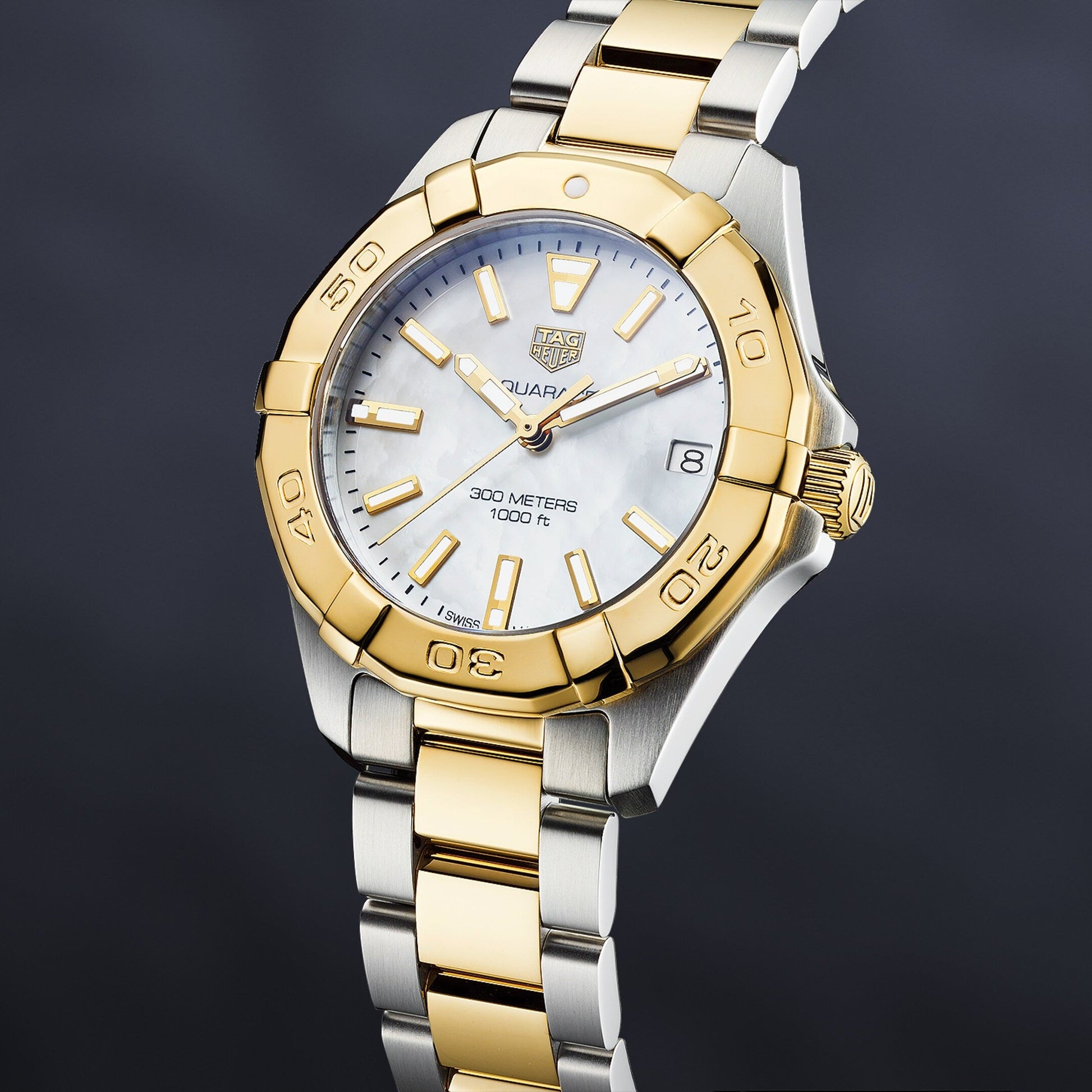 Shop Authentic Tag Heuer Aquaracer Mother of Pearl Dial Two Tone Steel Strap Watch for Women - WBD1320.BB0320 - Luxxuri