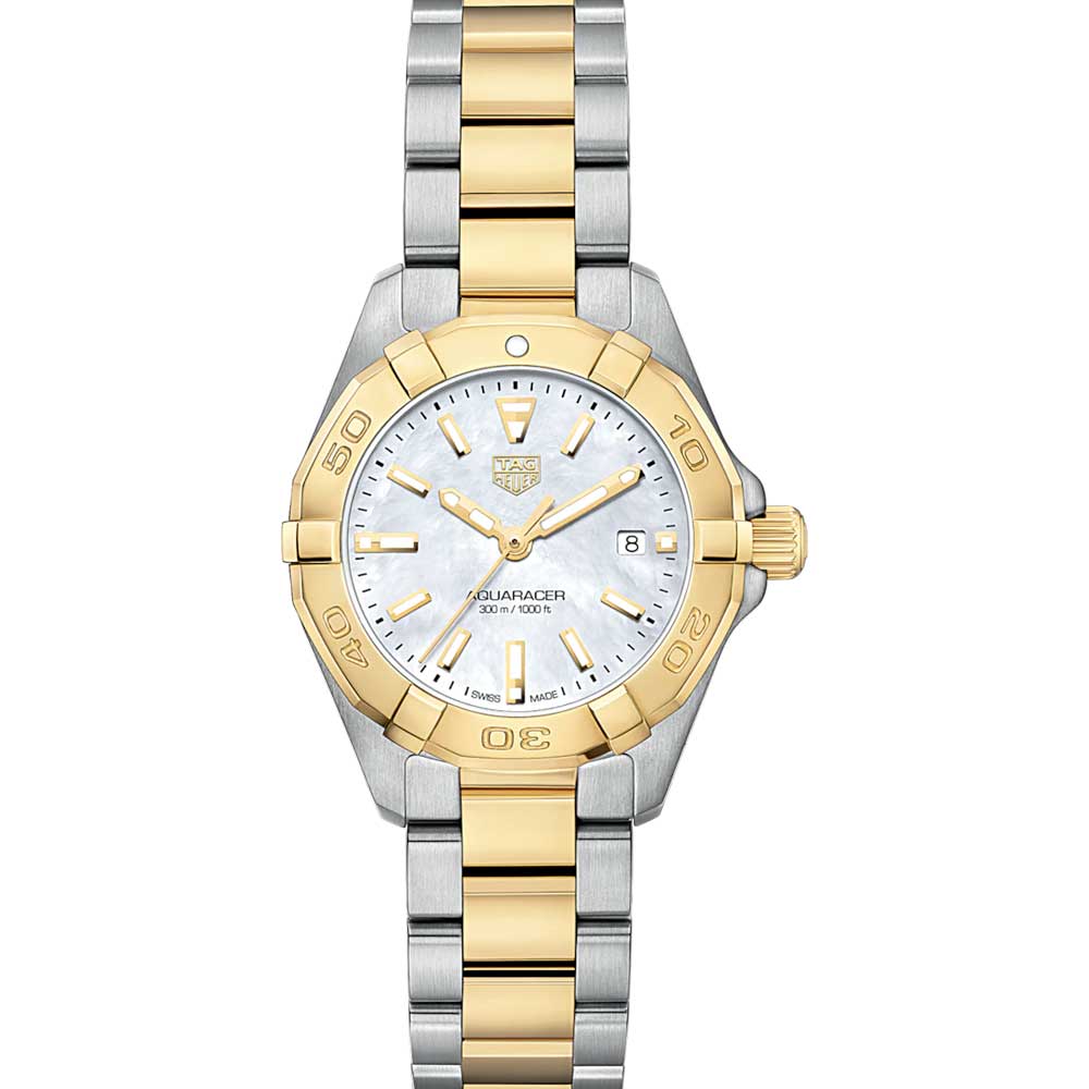 Tag Heuer Aquaracer Diamonds Mother of Pearl Dial Two Tone Steel Strap Watch for Men - WBD1422.BB0321