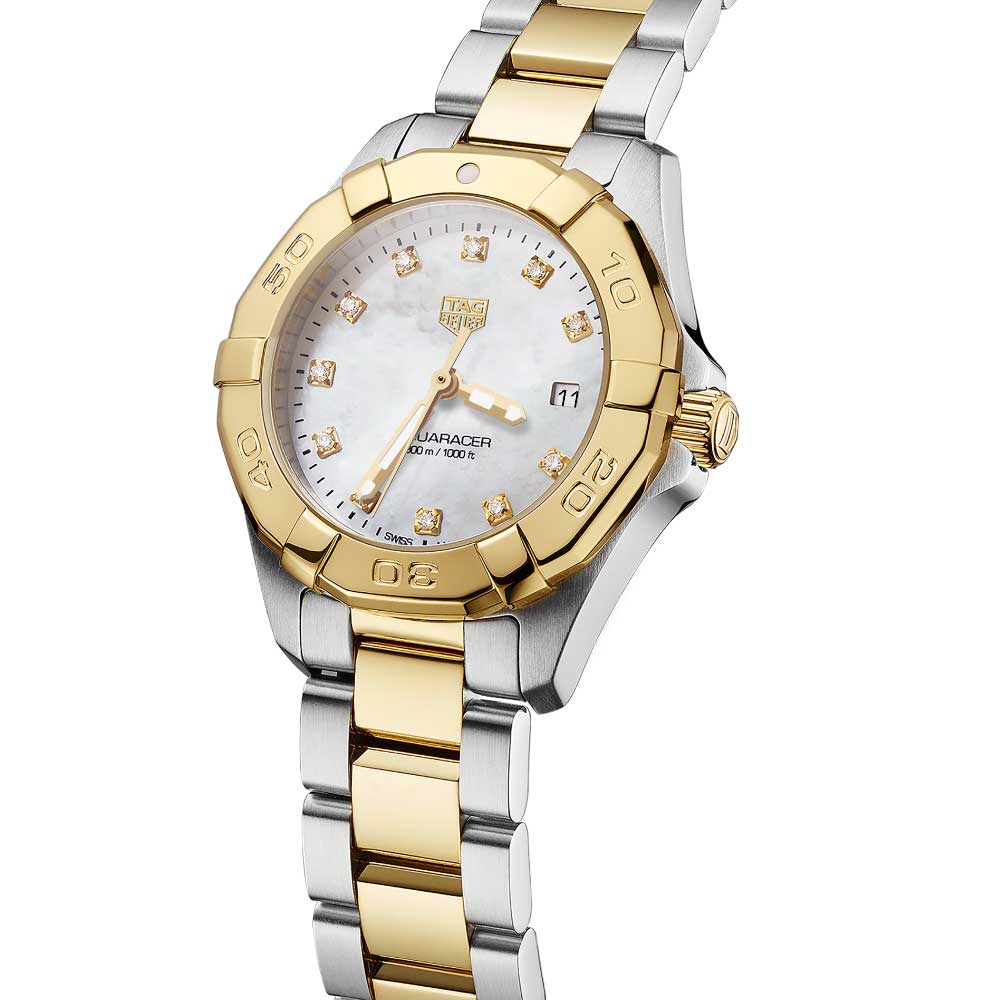 Tag Heuer Aquaracer Diamonds Mother of Pearl Dial Two Tone Steel Strap Watch for Men - WBD1422.BB0321