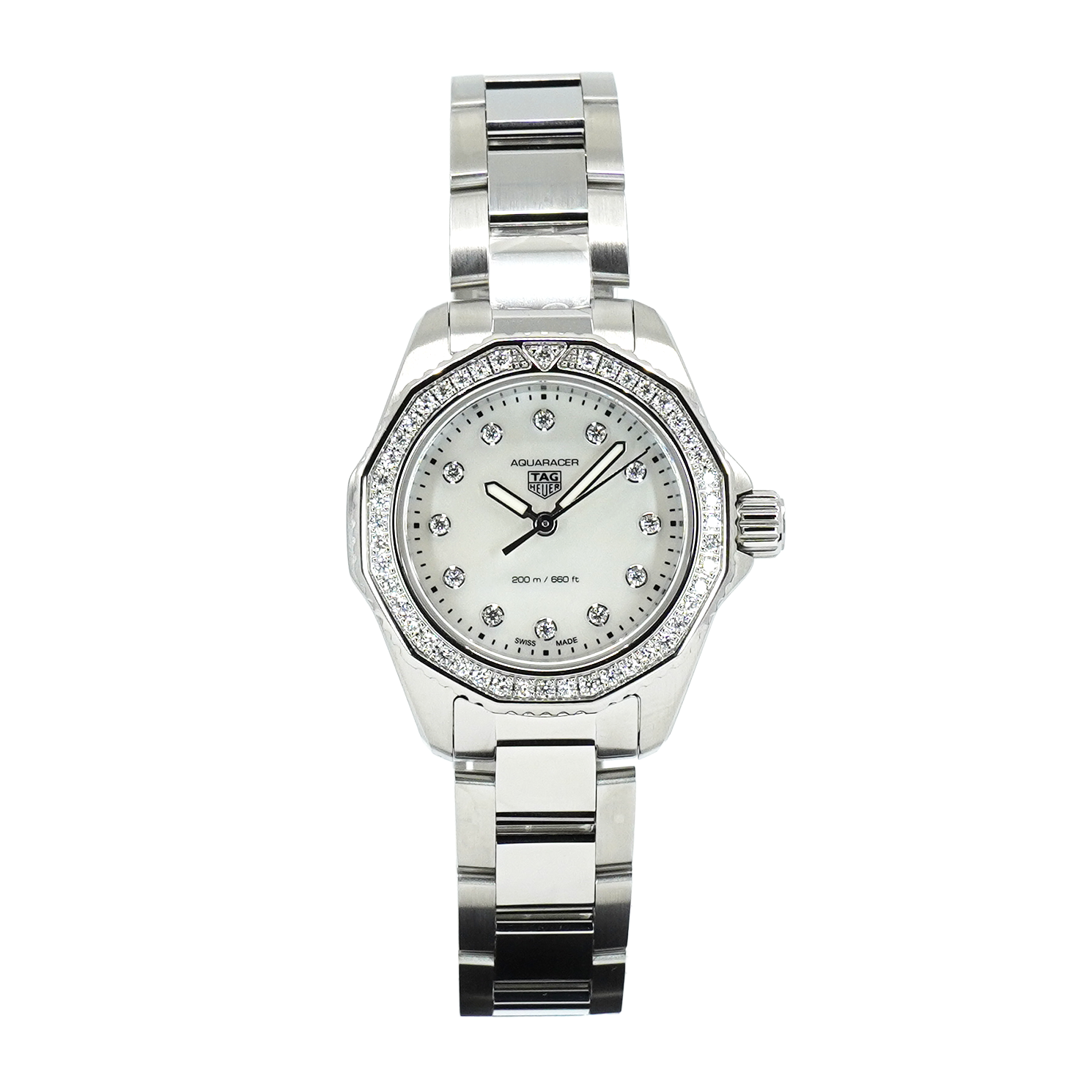 Shop Authentic Tag Heuer Aquaracer Professional 200 Quartz Diamond Mother of Pearl Dial Silver Steel Strap Watch for Women - WBP1417.BA0622 - Luxxuri