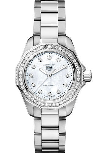 Shop Authentic Tag Heuer Aquaracer Professional 200 Quartz Diamond Mother of Pearl Dial Silver Steel Strap Watch for Women - WBP1417.BA0622 - Luxxuri