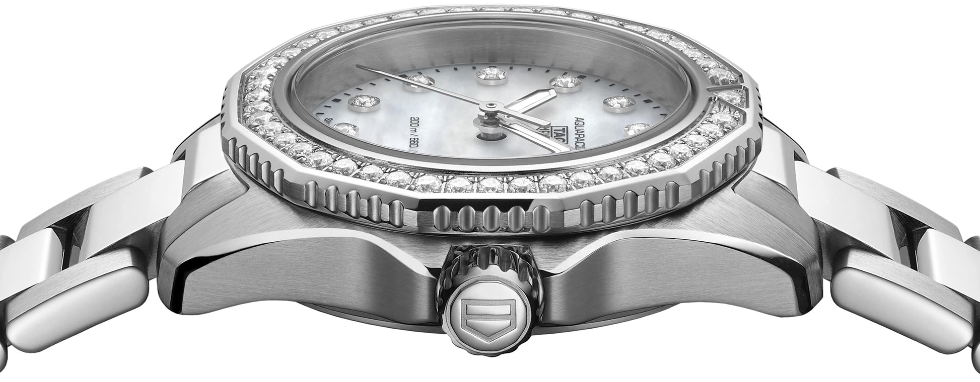 Shop Authentic Tag Heuer Aquaracer Professional 200 Quartz Diamond Mother of Pearl Dial Silver Steel Strap Watch for Women - WBP1417.BA0622 - Luxxuri