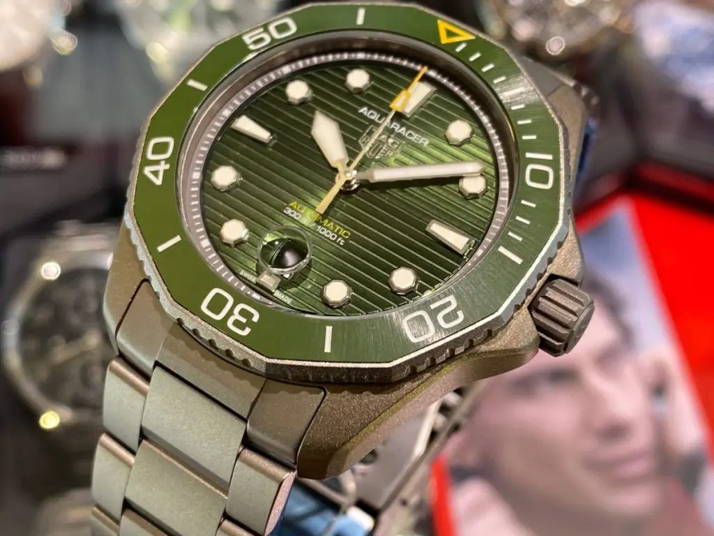 Shop Authentic Tag Heuer Aquaracer Professional 300 Automatic Green Dial Silver Steel Strap Watch for Men - WBP208B.BF0631 - Luxxuri