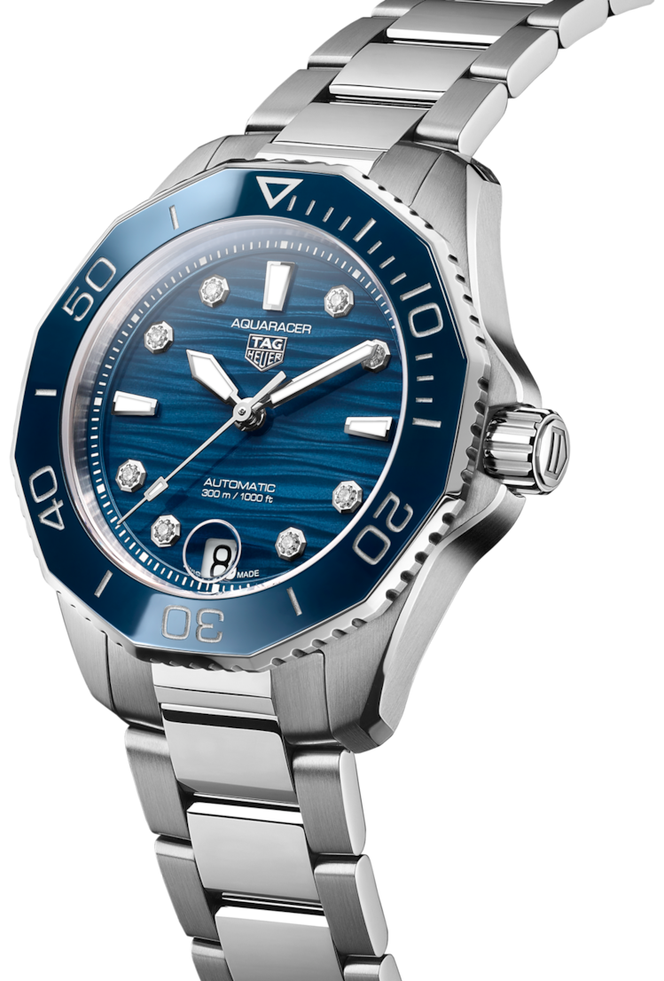 Shop Authentic Tag Heuer Aquaracer Professional 300 Automatic Diamonds Blue Dial Silver Steel Strap Watch for Women - WBP231B.BA0618 - Luxxuri