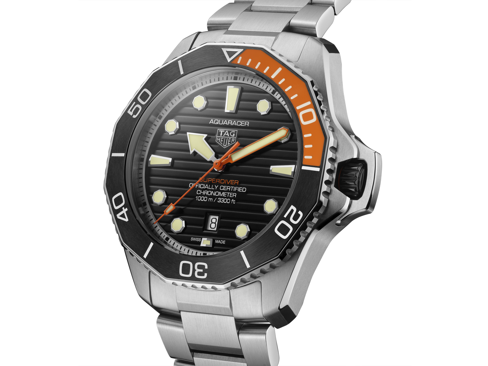 Tag Heuer Aquaracer Professional 1000 Superdiver Automatic Black Dial Silver Steel Strap Watch for Men - WBP5A8A.BF0619