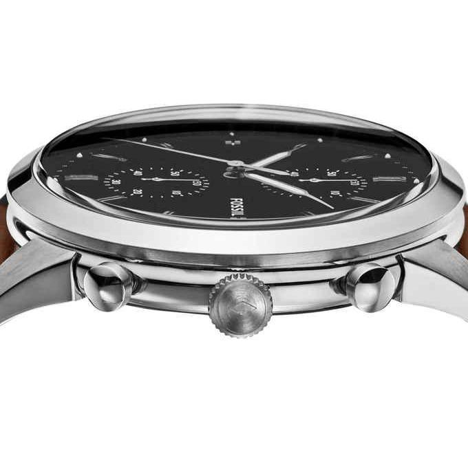 Fossil Townsman Chronograph Black Dial Brown Leather Strap Watch for Men - FS5280
