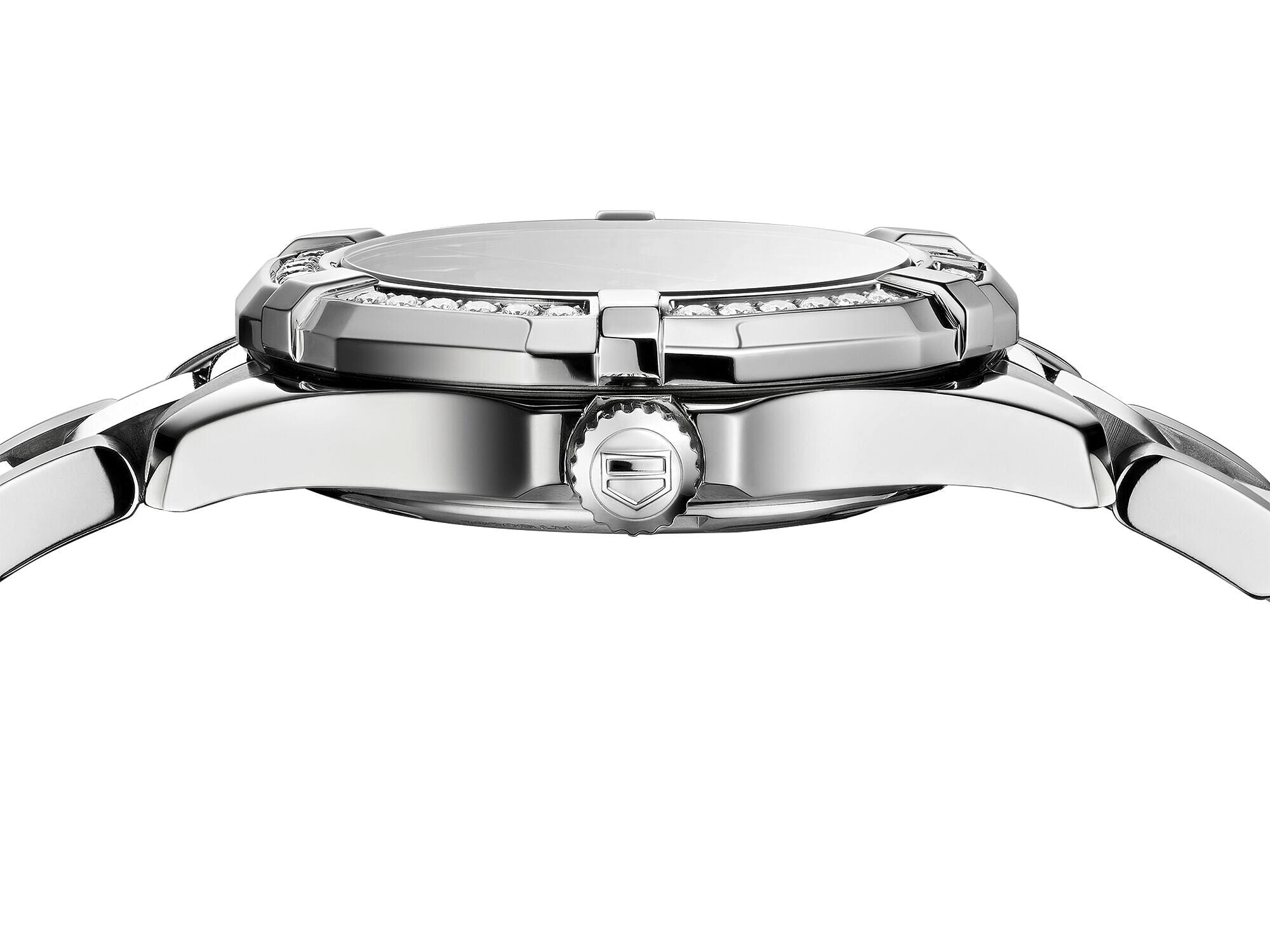 Tag Heuer Aquaracer Quartz Diamonds Black Dial Silver Steel Strap Watch for Women - WAY131P.BA0748